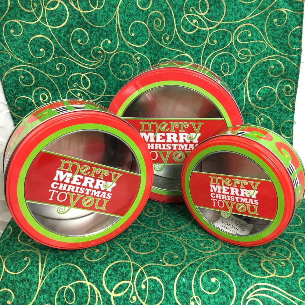 COOKIE Cake Candy Christmas Metal Set of 3 Storage Tins  Canisters NWT